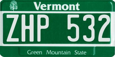 VT license plate ZHP532