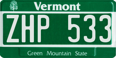 VT license plate ZHP533