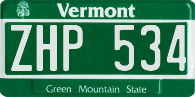VT license plate ZHP534