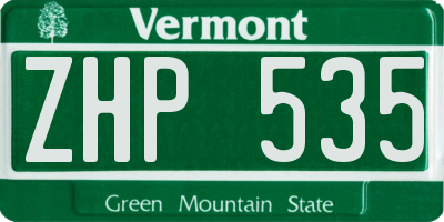 VT license plate ZHP535