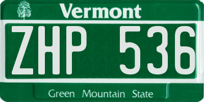 VT license plate ZHP536