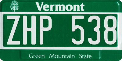 VT license plate ZHP538