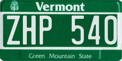 VT license plate ZHP540