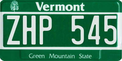 VT license plate ZHP545