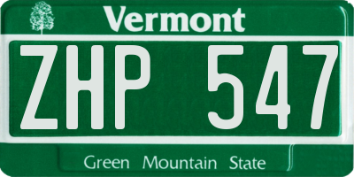 VT license plate ZHP547