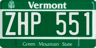 VT license plate ZHP551