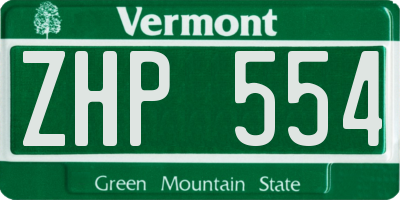VT license plate ZHP554