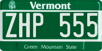 VT license plate ZHP555