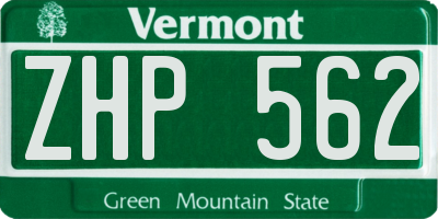 VT license plate ZHP562