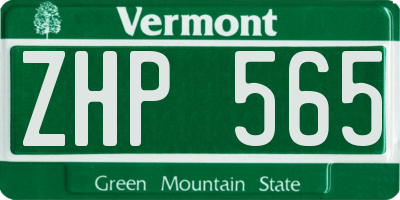VT license plate ZHP565