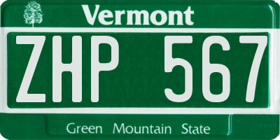 VT license plate ZHP567