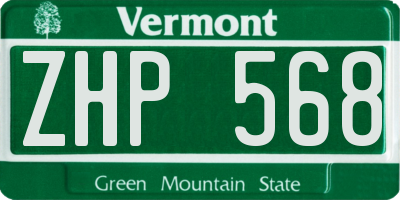 VT license plate ZHP568