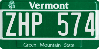 VT license plate ZHP574