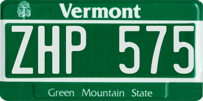 VT license plate ZHP575