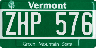 VT license plate ZHP576