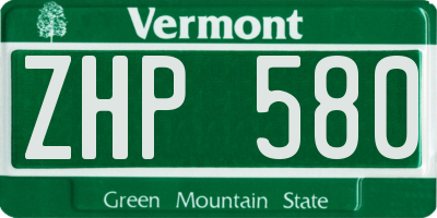VT license plate ZHP580