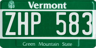 VT license plate ZHP583