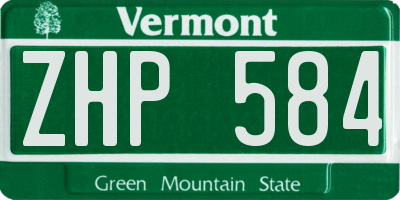 VT license plate ZHP584