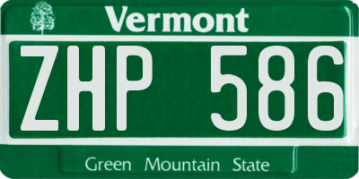 VT license plate ZHP586