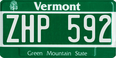 VT license plate ZHP592
