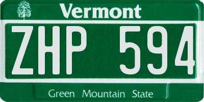 VT license plate ZHP594
