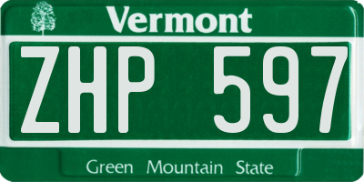 VT license plate ZHP597