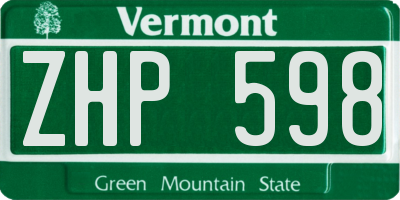 VT license plate ZHP598