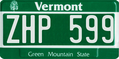 VT license plate ZHP599