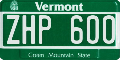 VT license plate ZHP600