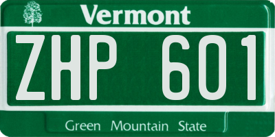 VT license plate ZHP601