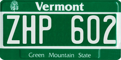 VT license plate ZHP602
