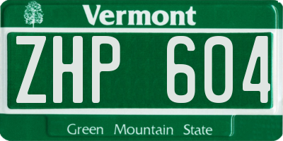 VT license plate ZHP604