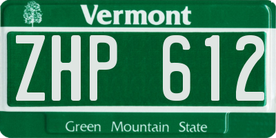 VT license plate ZHP612