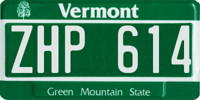 VT license plate ZHP614