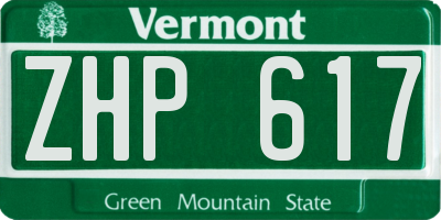 VT license plate ZHP617