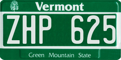 VT license plate ZHP625