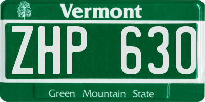 VT license plate ZHP630