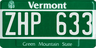 VT license plate ZHP633