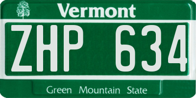 VT license plate ZHP634
