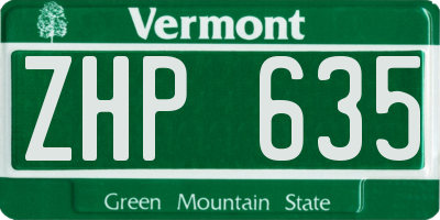 VT license plate ZHP635