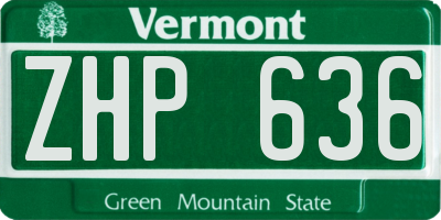 VT license plate ZHP636