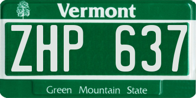 VT license plate ZHP637
