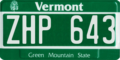 VT license plate ZHP643