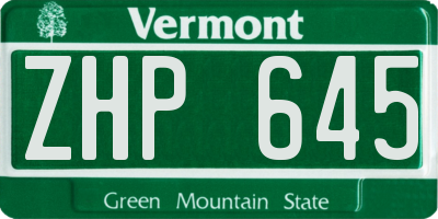 VT license plate ZHP645