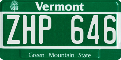 VT license plate ZHP646
