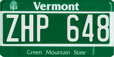 VT license plate ZHP648