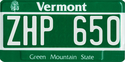 VT license plate ZHP650