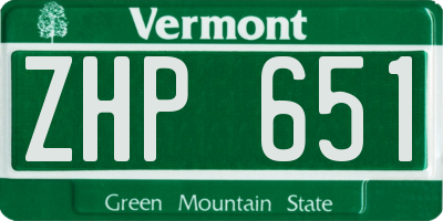 VT license plate ZHP651