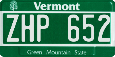 VT license plate ZHP652