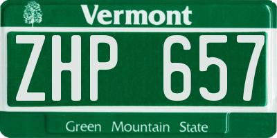VT license plate ZHP657